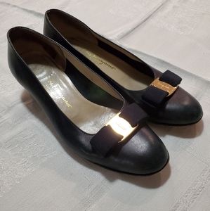 Salvatore Ferragamo Navy Ballerina Flats - Shoes